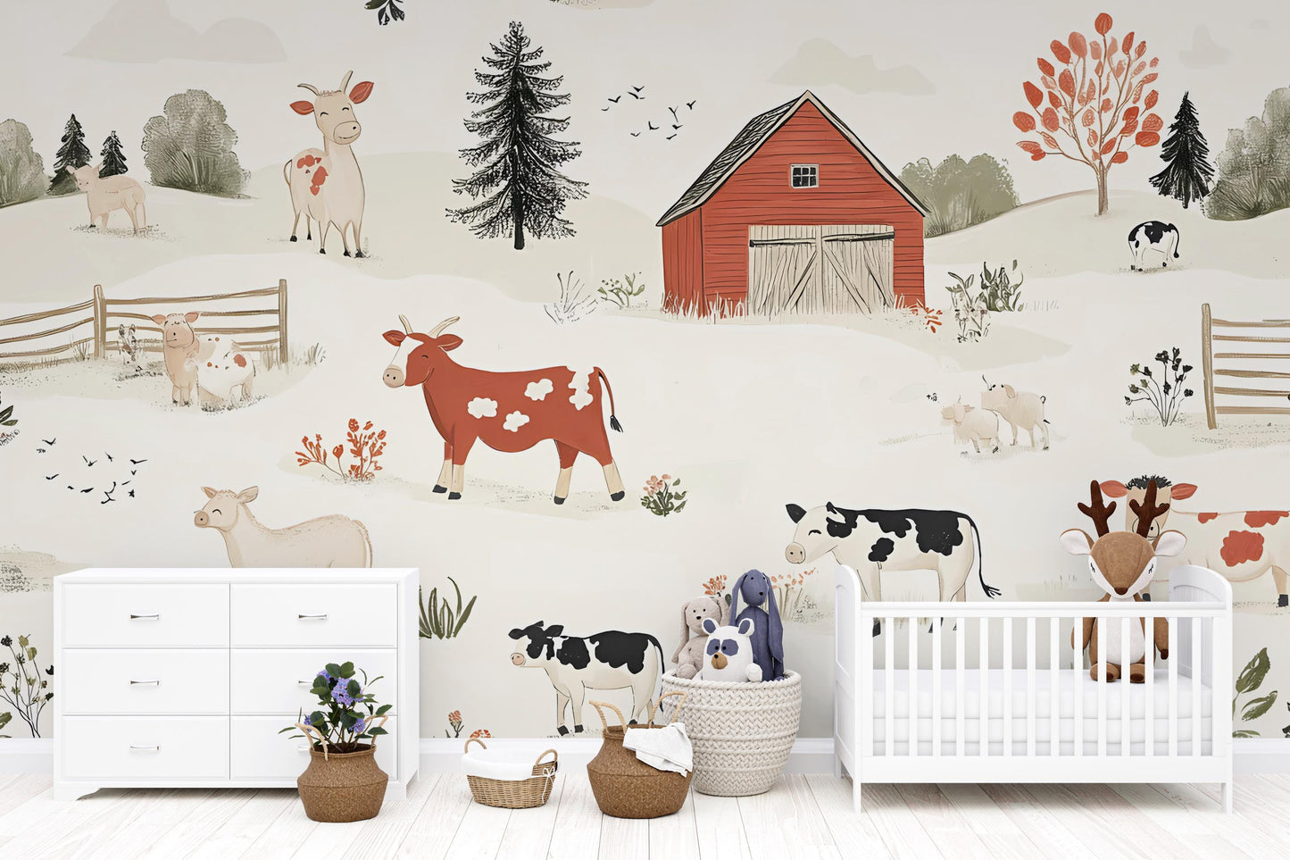 Farm Tractor Wall Mural – Kids Room Wheat Field Scene Vn315