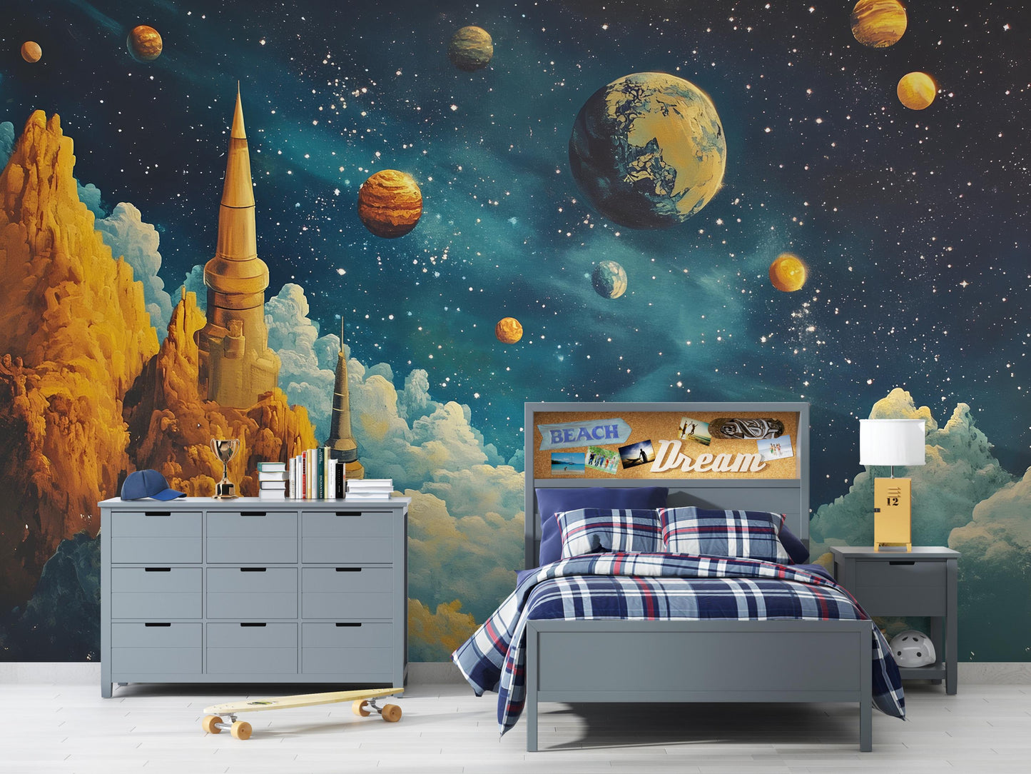 Space Fantasy Wall Mural – Sci-Fi Galaxy Room Decor Vn441