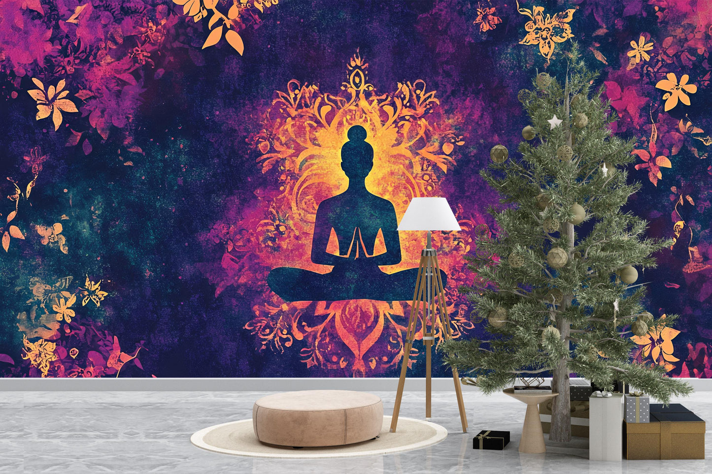 Boho Buddha Wall Art, Meditation Room Decor, Spiritual Tapestry Mural, Zen Yoga Wall Hanging Vn483