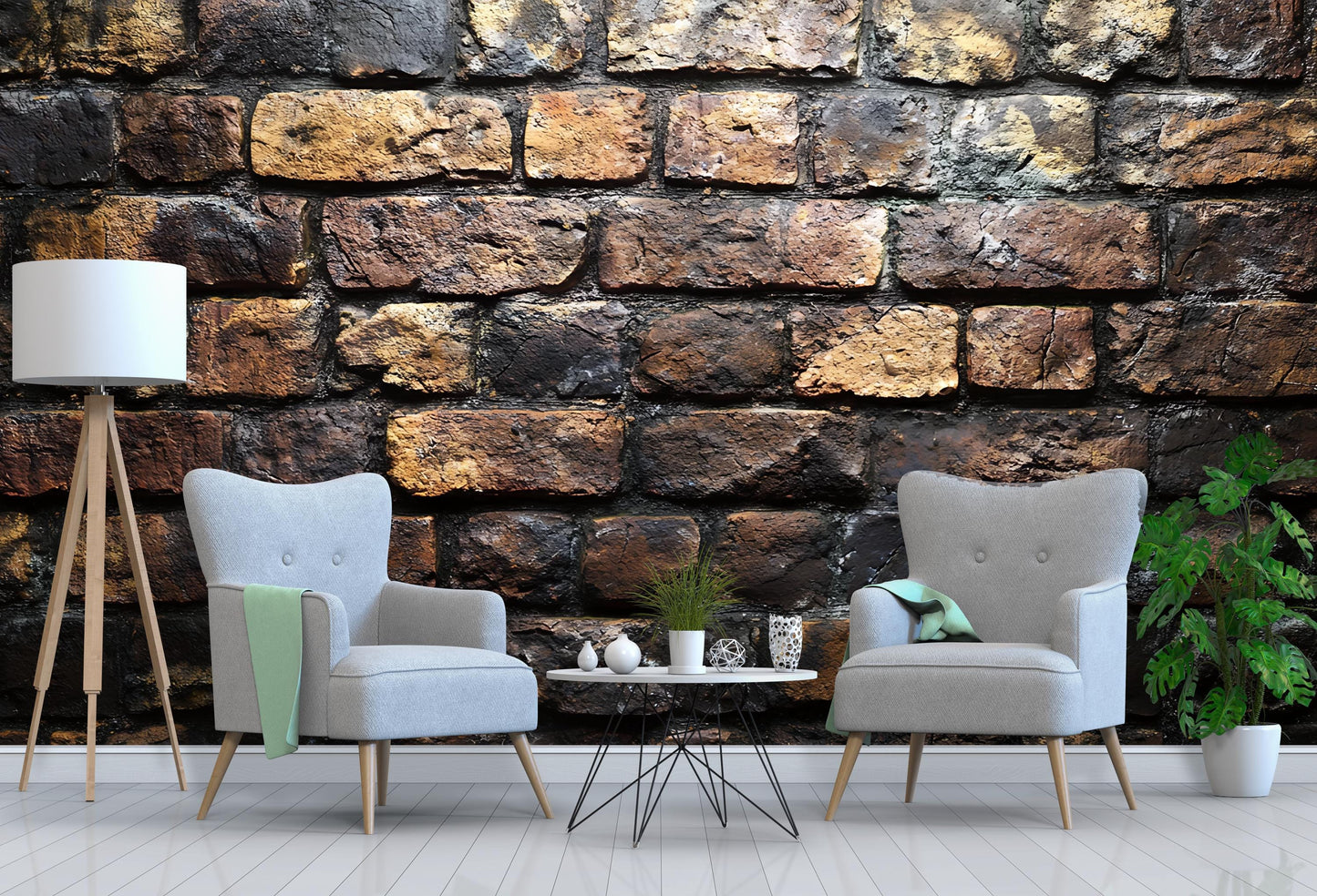 Modern Industrial Brick Wall Art | Urban Loft Living Room Decor | Rustic Brick Texture Print Vn239