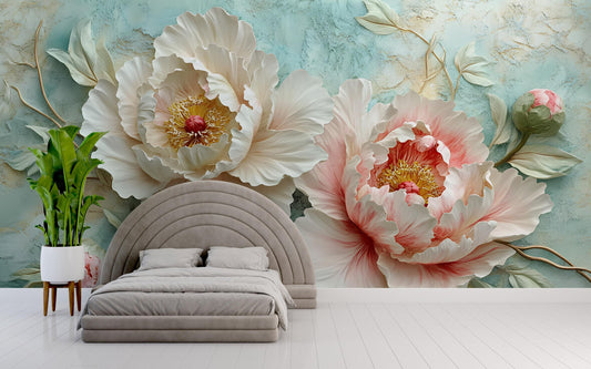 3D Floral Wall Mural Peony Art Bedroom Decor Large Flower Wallpaper Vn467