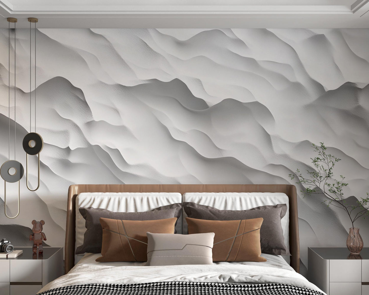 Modern 3D Sand Dune Wall Mural – Textured Abstract Desert Landscape Wallpaper Vn229