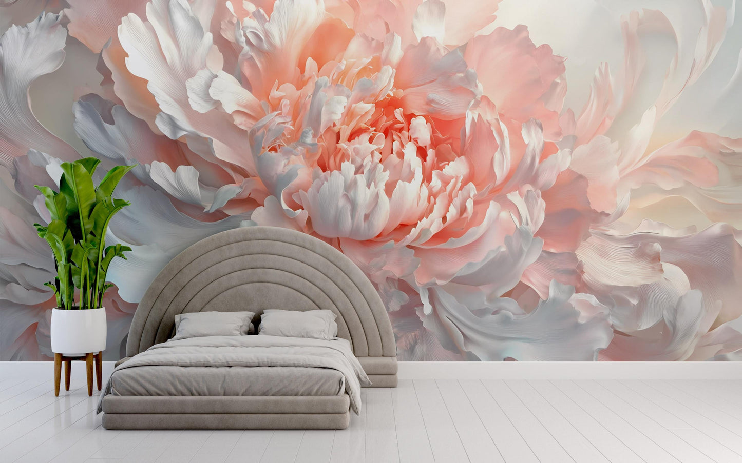Blush Peony Wall Mural – Large Floral Wallpaper for Bedroom | Romantic Flower Wall Art | Elegant Statement Wall Decor Vn471