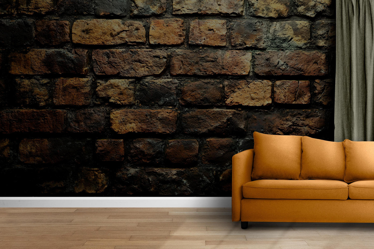 Modern Industrial Brick Wall Art | Urban Loft Living Room Decor | Rustic Brick Texture Print Vn239