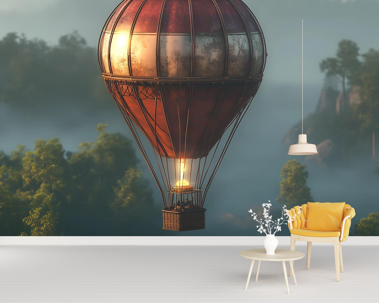 Hot Air Balloon Wall Mural Kids Room | Adventure Nursery Wall Art | Boys Girls Bedroom Decor Vn376