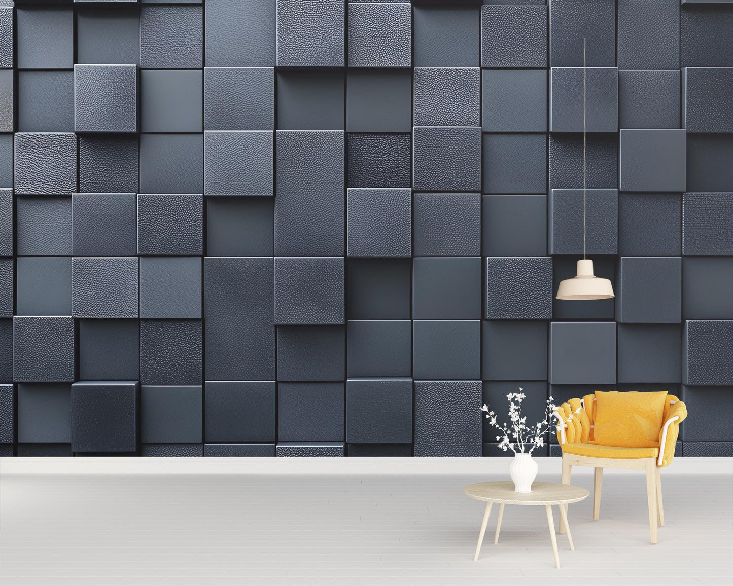 Modern 3D Black Wall Art | Geometric Textured Panel Mural | Minimalist Dark Accent Wall Decor Vn230