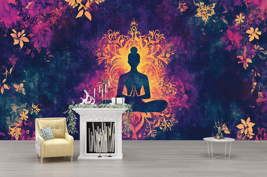 Boho Buddha Wall Art, Meditation Room Decor, Spiritual Tapestry Mural, Zen Yoga Wall Hanging Vn483