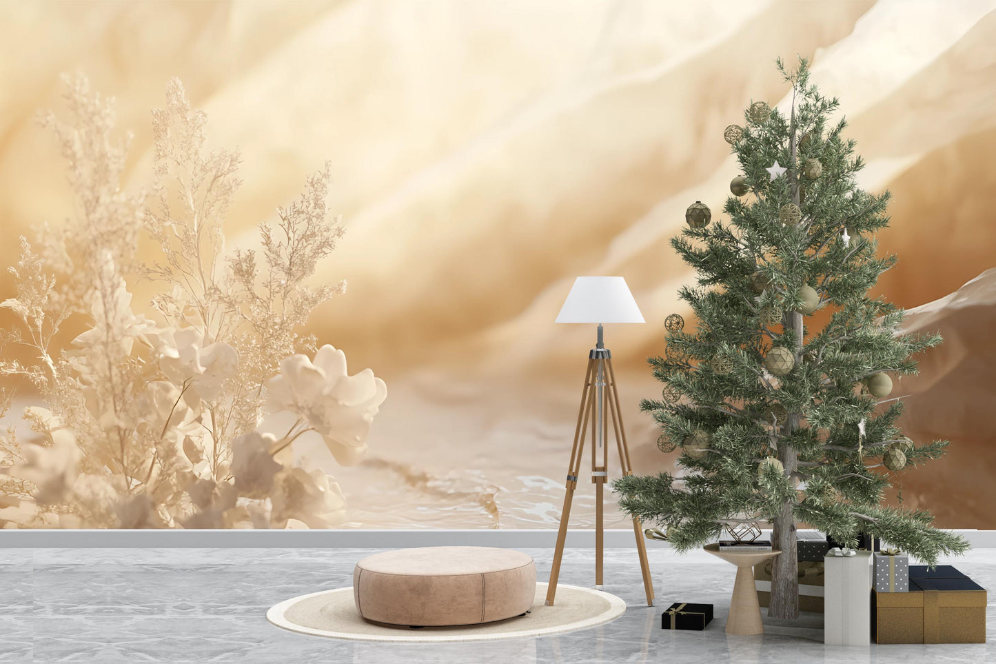 Minimalist Christmas Wall Art Print, Neutral Holiday Decor, Scandinavian Xmas Tree Poster, Cozy Winter Interior Design Vn267
