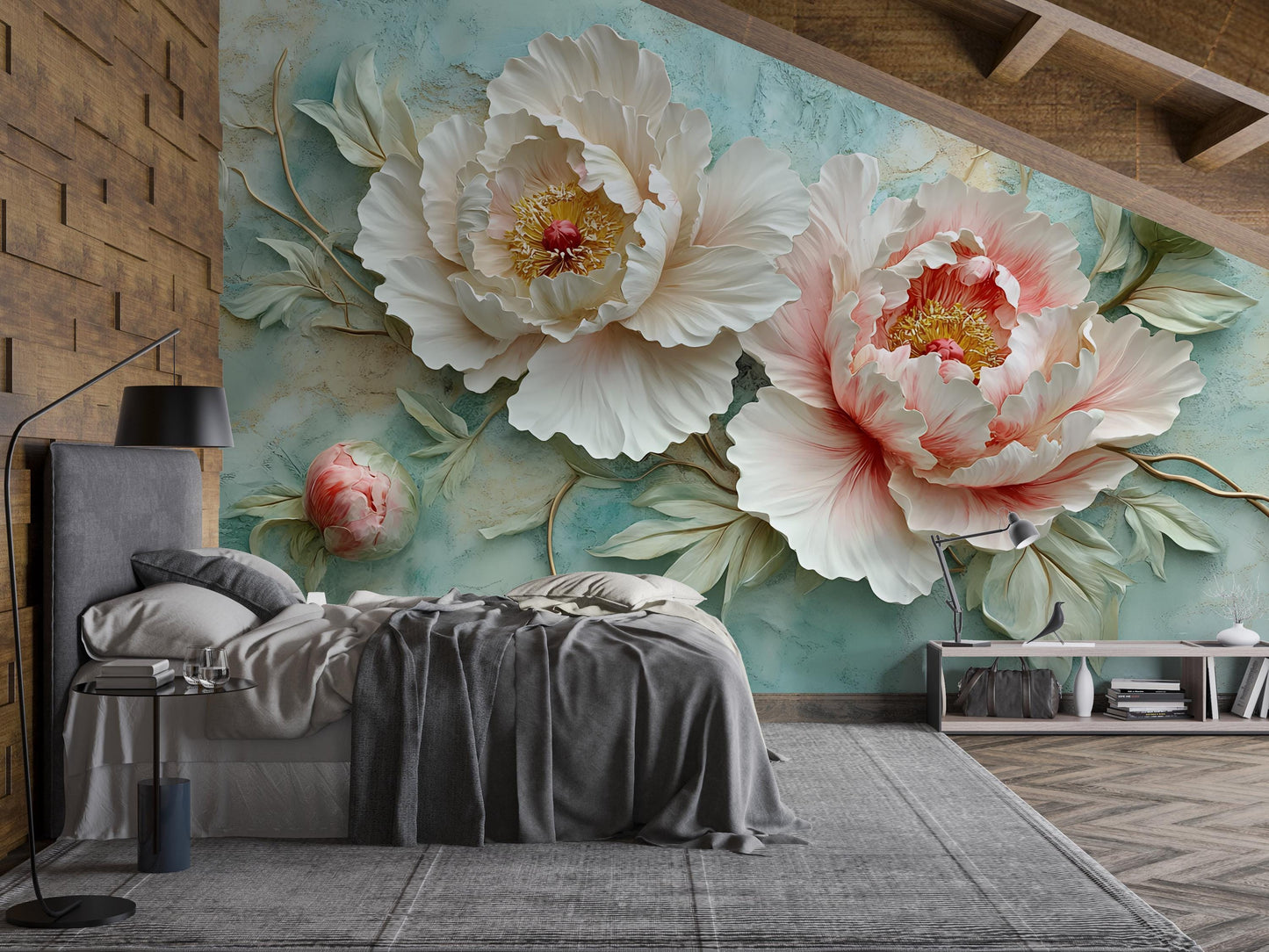3D Floral Wall Mural Peony Art Bedroom Decor Large Flower Wallpaper Vn467