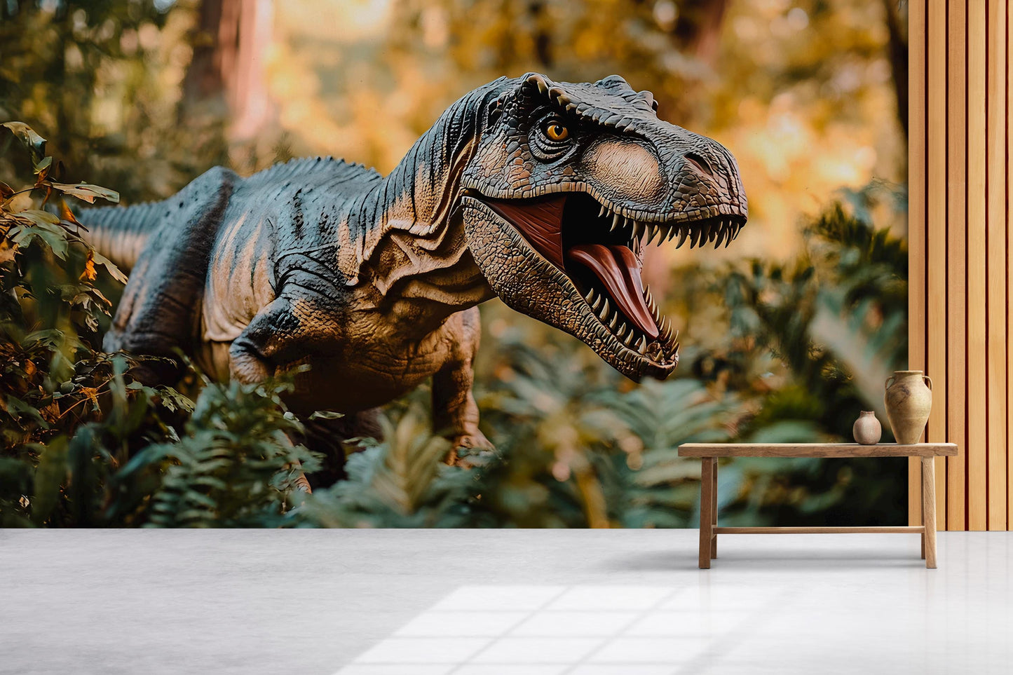 Dinosaur Wall Mural for Kids Room – 3D T-Rex Jungle Wallpaper – Boys Dinosaur Bedroom Decor Vn405