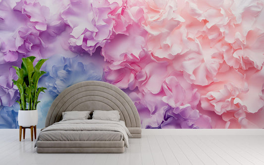Romantic 3D Pastel Floral Wall Mural β Pink Purple Blue Flower Wallpaper for Bedroom, Living Room or Accent Wall DΓ©cor Vn465