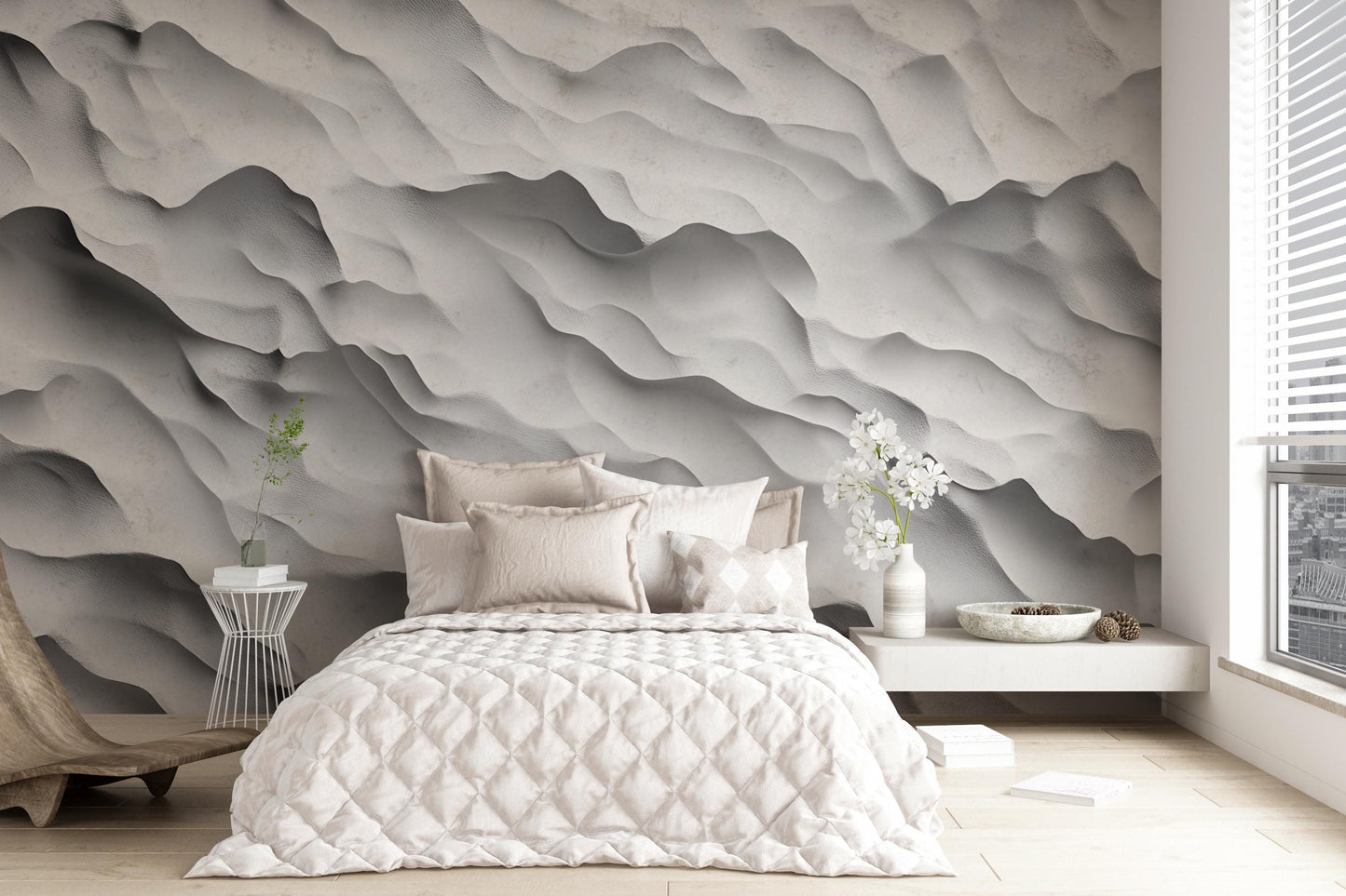Modern 3D Sand Dune Wall Mural – Textured Abstract Desert Landscape Wallpaper Vn229