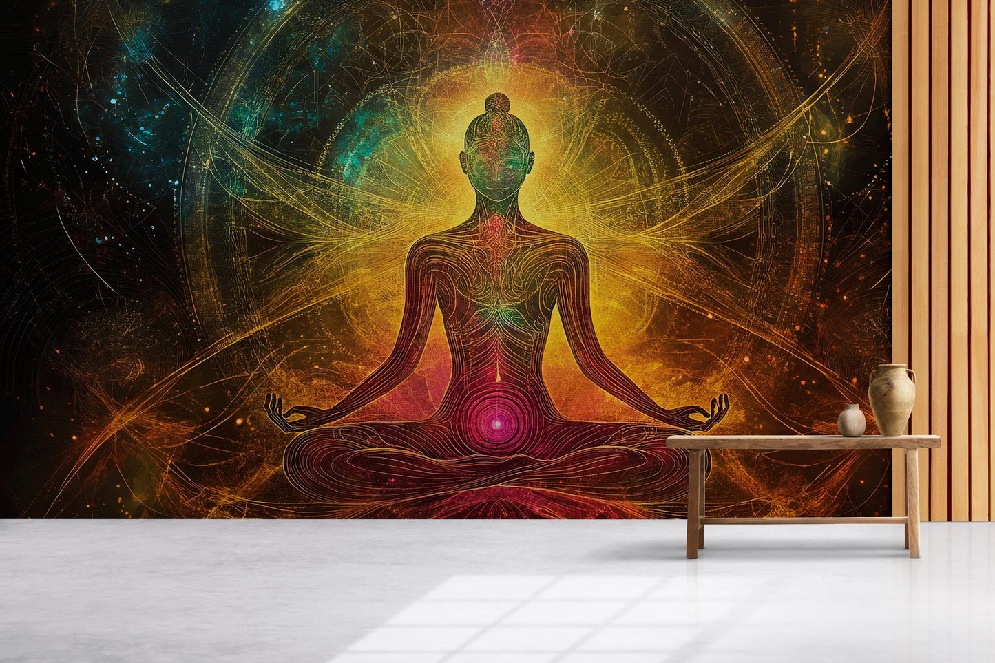 Spiritual Yoga Wall Art | Chakra Meditation Poster | Boho Cosmic Energy Tapestry | Enlightenment Zen Home Decor Vn478