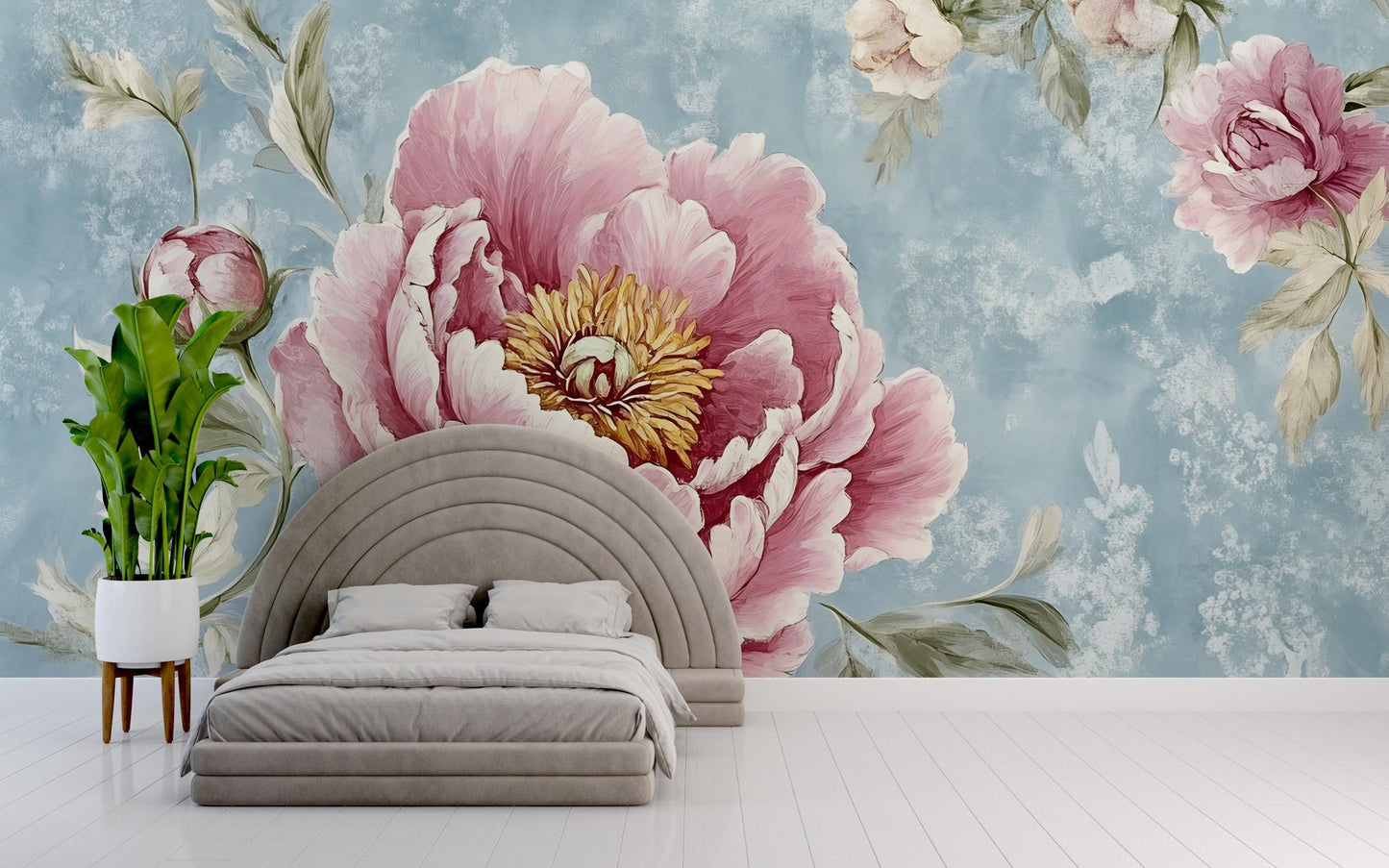 Peony Flower Wall Mural for Bedroom – Large Floral Wallpaper Art Vn472