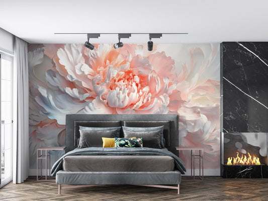 Blush Peony Wall Mural β Large Floral Wallpaper for Bedroom | Romantic Flower Wall Art | Elegant Statement Wall Decor Vn471