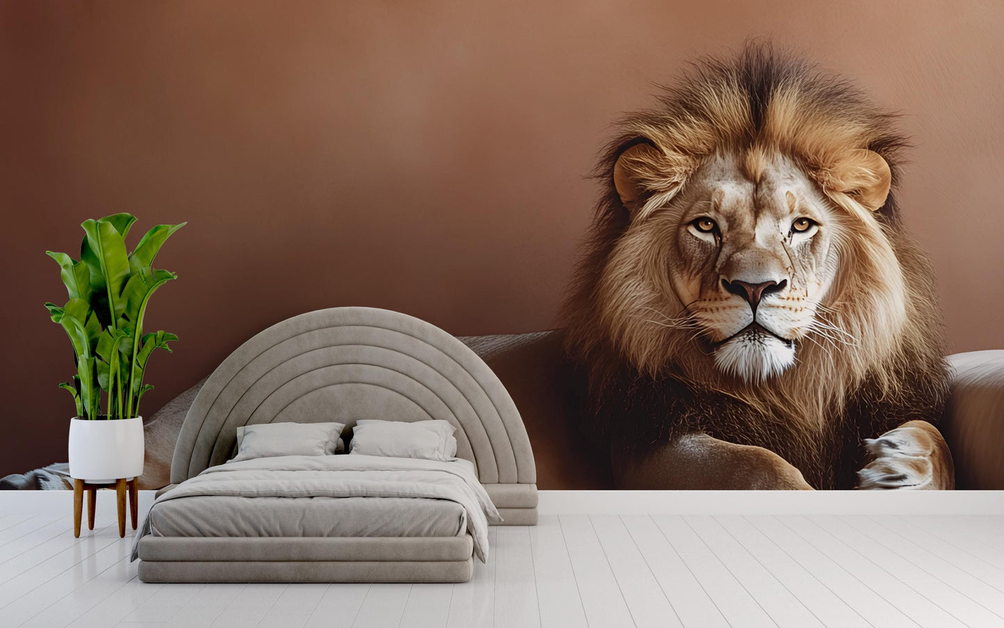 Majestic Lion Wall Mural | Safari Animal Bedroom Decor | King of Jungle Wall Art | Large Jungle Cat Wallpaper | Nature Theme Mural Vn274