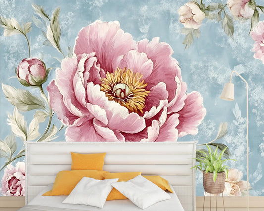 Peony Flower Wall Mural for Bedroom β Large Floral Wallpaper Art Vn472