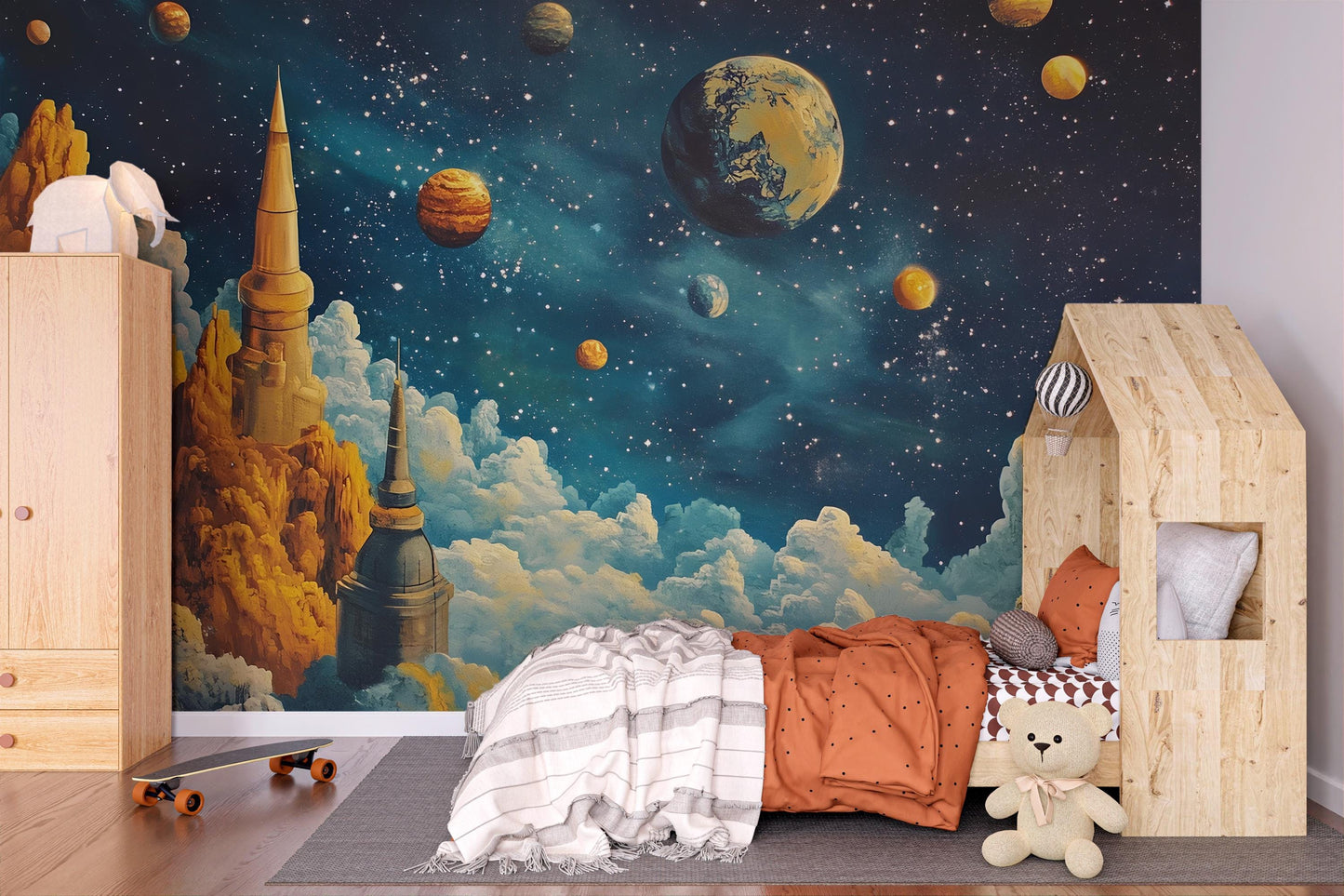 Space Fantasy Wall Mural – Sci-Fi Galaxy Room Decor Vn441