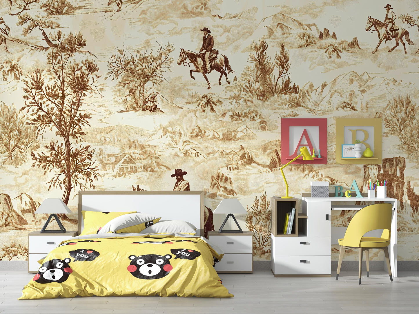 Western Cowboy Wall Mural – Rustic Horse Riding Wallpaper Vn1028