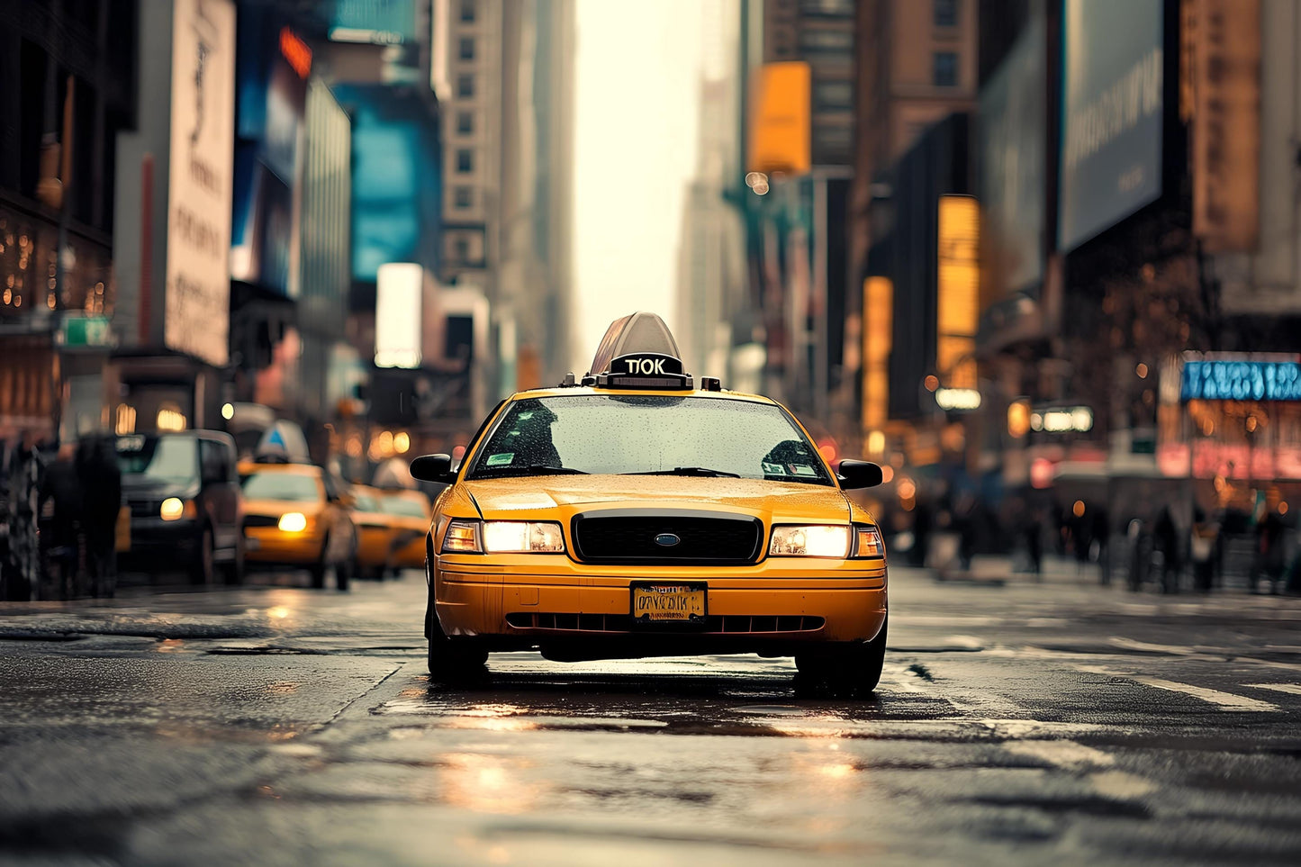 NYC Yellow Taxi Wall Mural – New York Street Wallpaper, Abstract Wallpaper Vn902