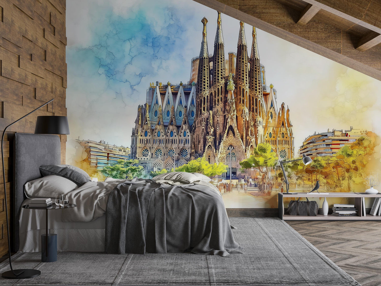Barcelona Sagrada Familia Mural – Spain Landmark Wall Art Wallpaper Vn950