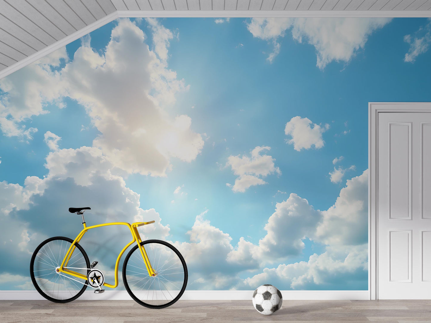 Blue Sky Clouds Wallpaper – Bright Sky Wall Mural for Bedroom & Living Room Decor Vn1017