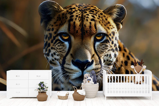 Cheetah Face Wall Mural – Realistic Big Cat Wildlife Wallpaper for Bedroom or Living Room Vn780
