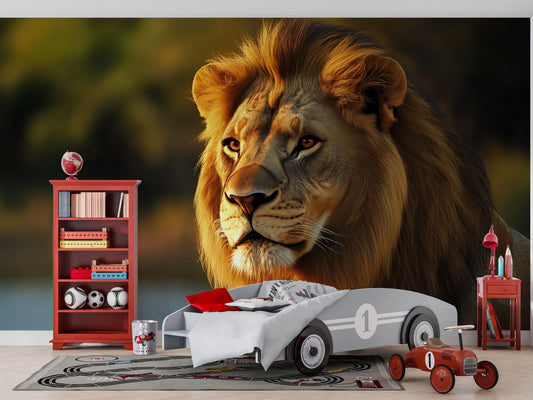 Lion Wall Mural – Safari Jungle Wallpaper, Majestic Wildlife Accent Wall for Kids Room or Nursery Vn863