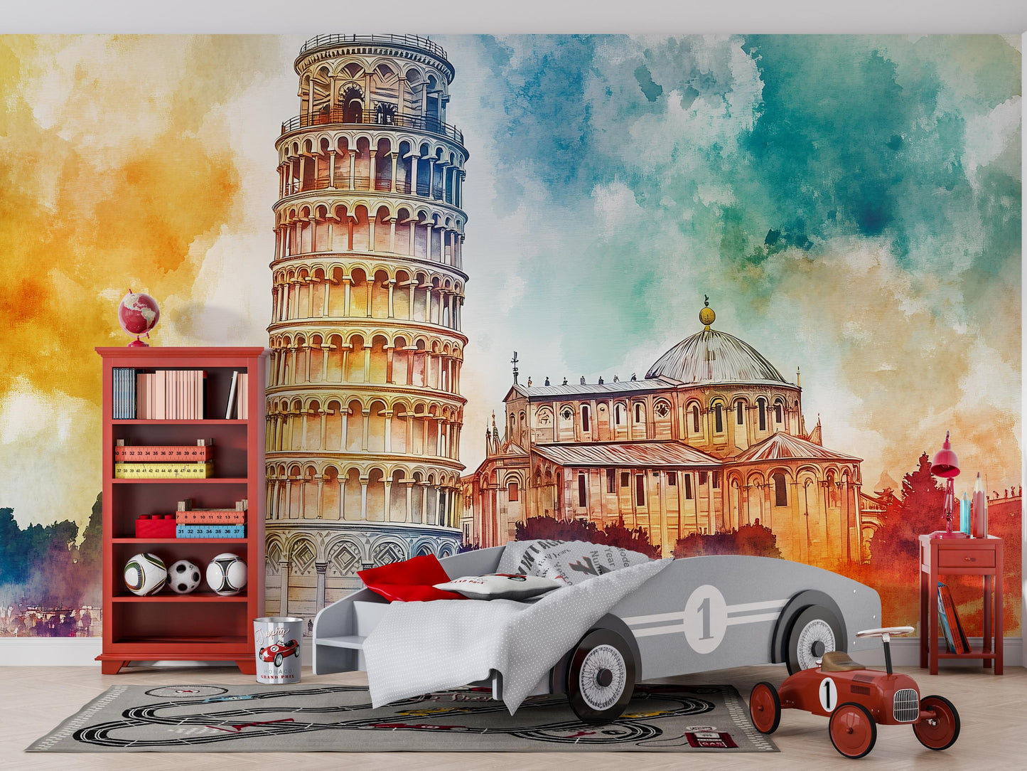 Leaning Tower of Pisa Wall Art – Italy Landmark Watercolor Print Vn952