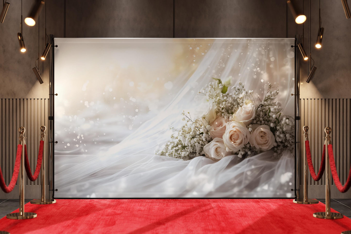 Elegant White Rose Wedding Backdrop - Floral Greenery Photo Wall - Romantic Bridal Shower Decor - Large Flower Wall Mural Vn508