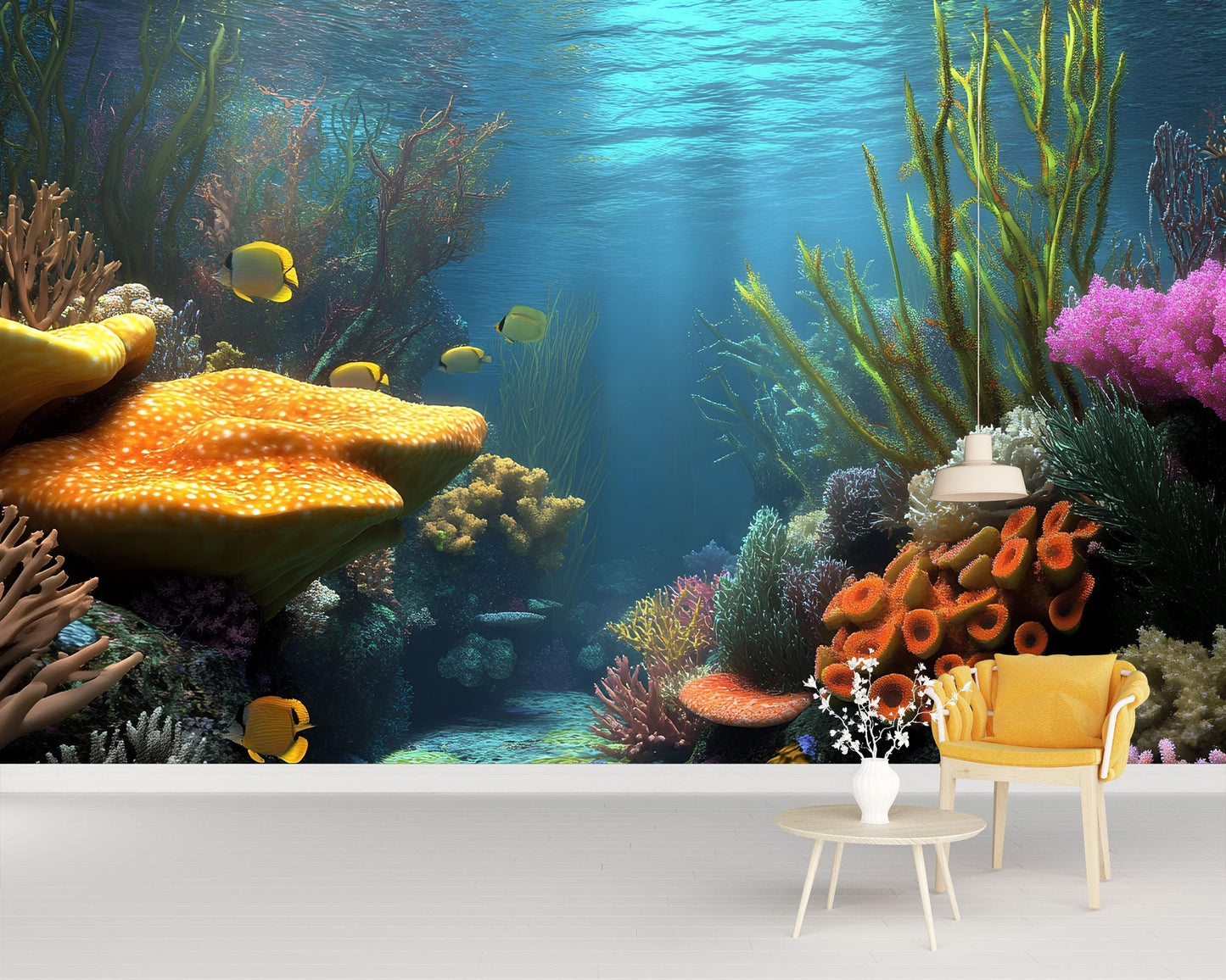 Tropical Coral Reef Wall Mural – Vibrant Underwater Ocean Scene Vn819