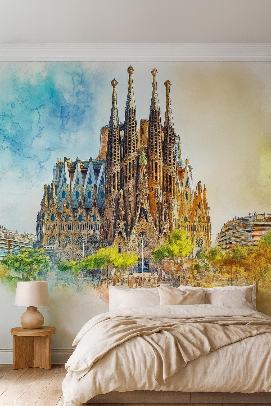 Barcelona Sagrada Familia Mural – Spain Landmark Wall Art Wallpaper Vn950