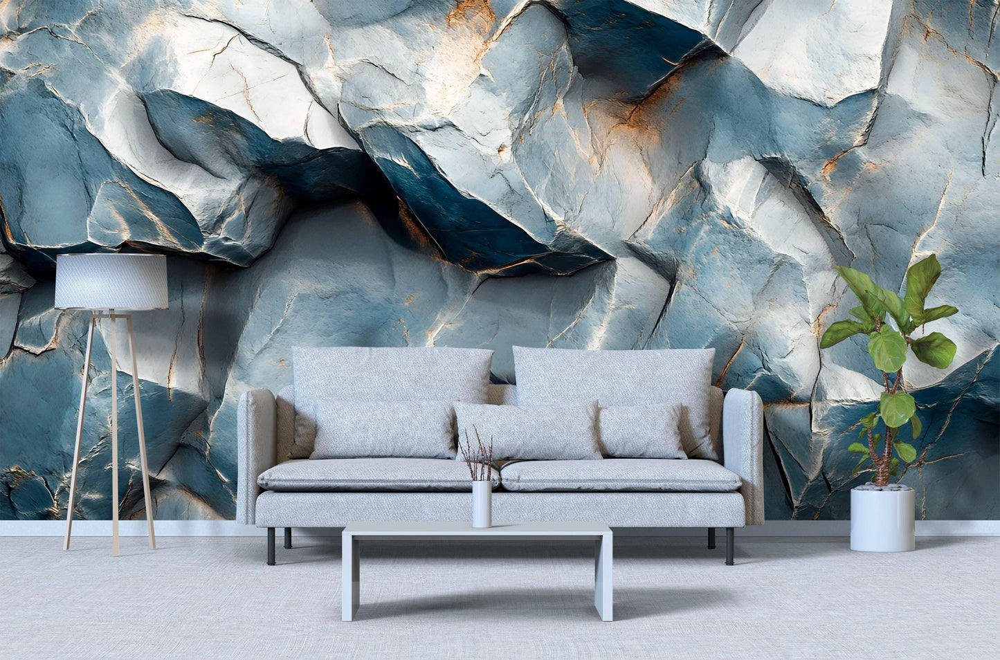 3D Stone Wall Mural Wallpaper | Modern Textured Rock Background for Living Room Decor | Bold Abstract Nature Wall Art Vn654