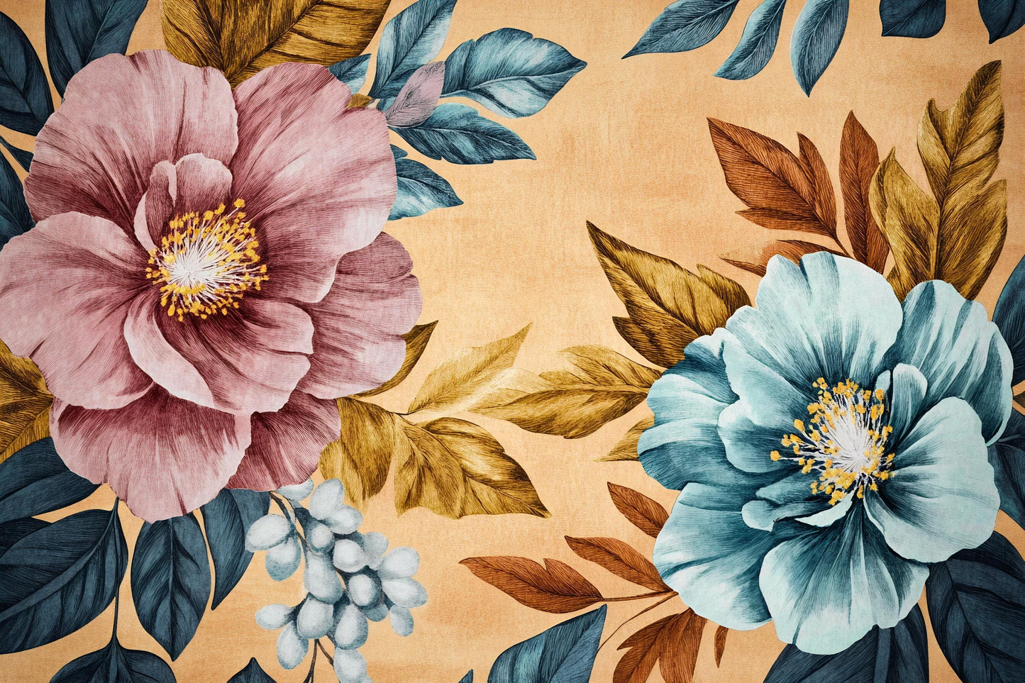 Bold Floral Wall Mural – Large Oversized Flowers Wallpaper Vn1024