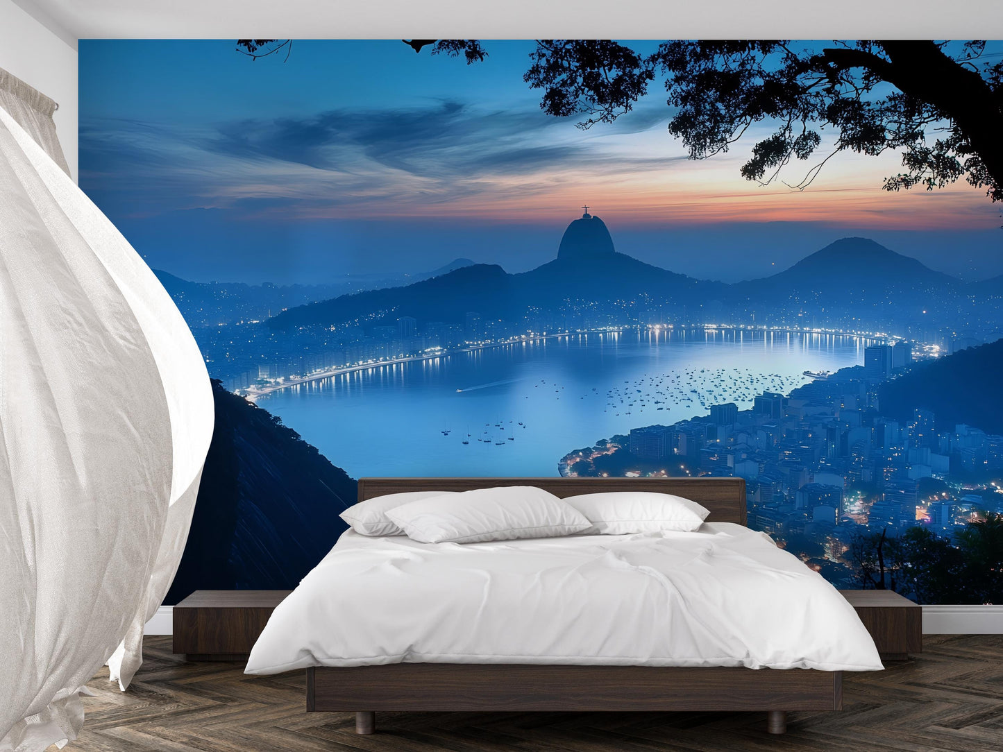 Rio de Janeiro Twilight Skyline Mural – Brazil Wall Art Wallpaper Vn949