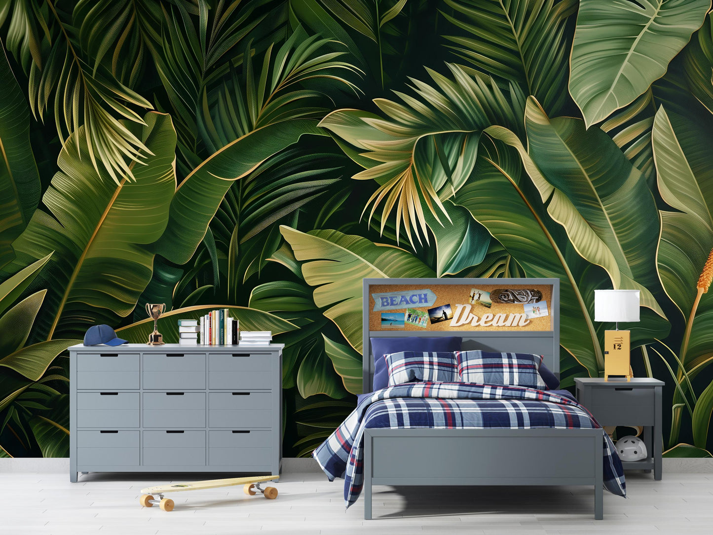 Tropical Jungle Banana Leaf Wall Mural – Exotic Botanical Wallpaper for Living Room or Office Vn1054