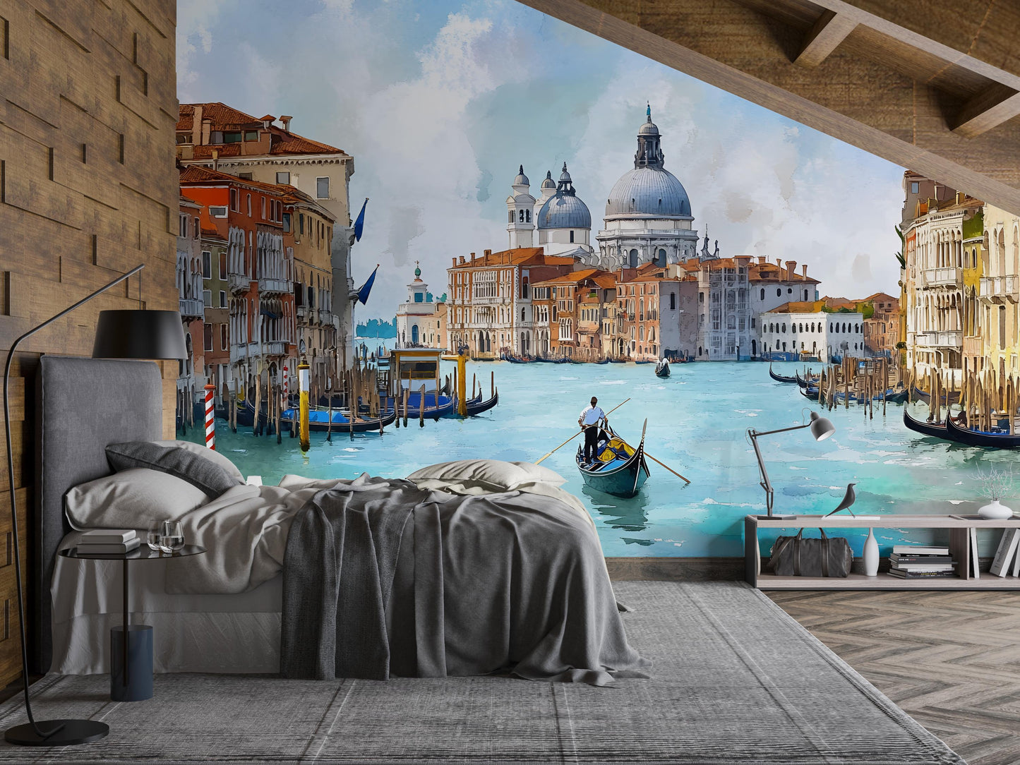 Venice Canal Wall Mural – Watercolor Italy Cityscape Wallpaper Vn917