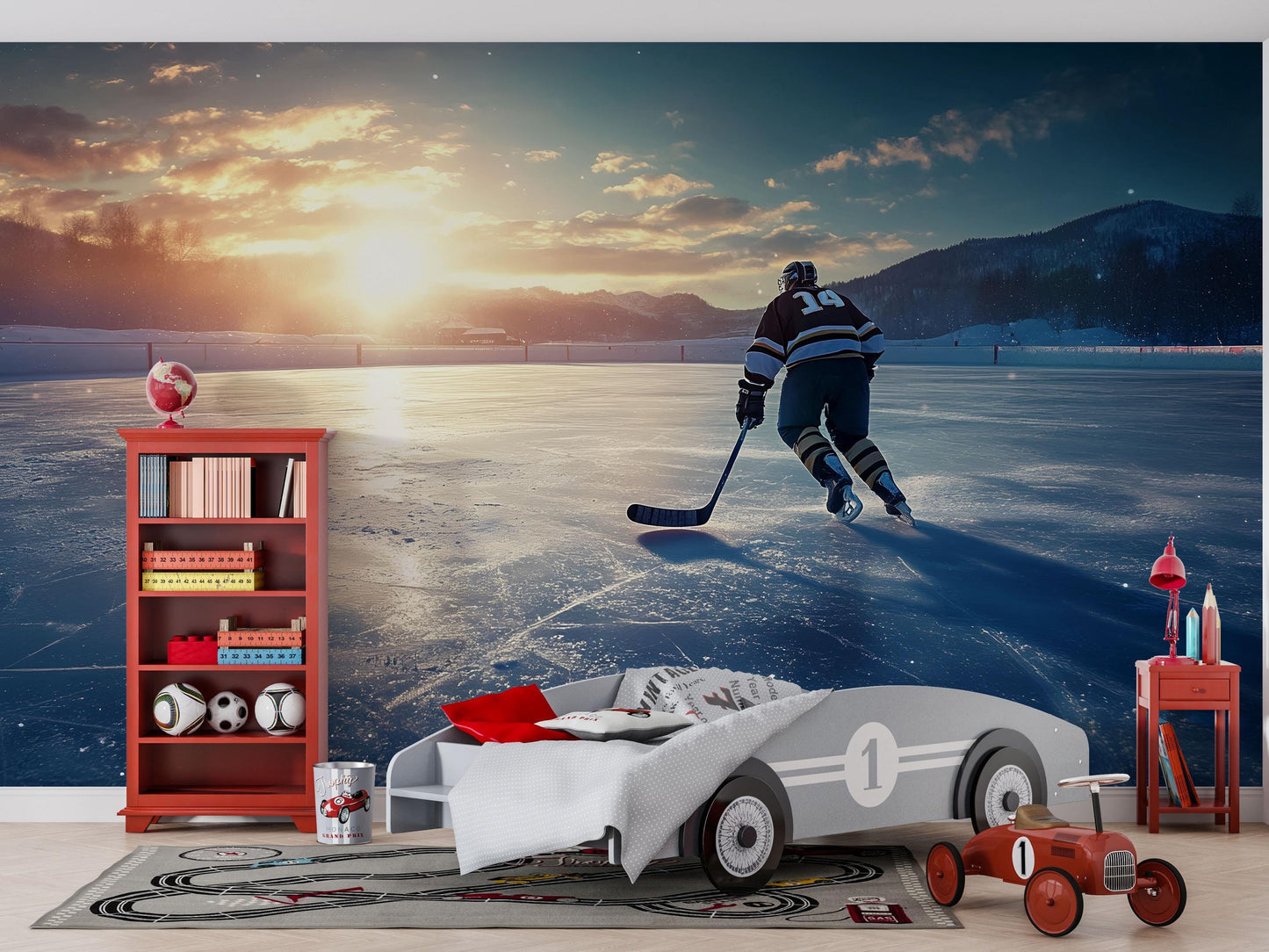 Ice Hockey Wall Mural – Sports Wallpaper for Boys Bedroom, Teen Room & Game Room Decor Vn880