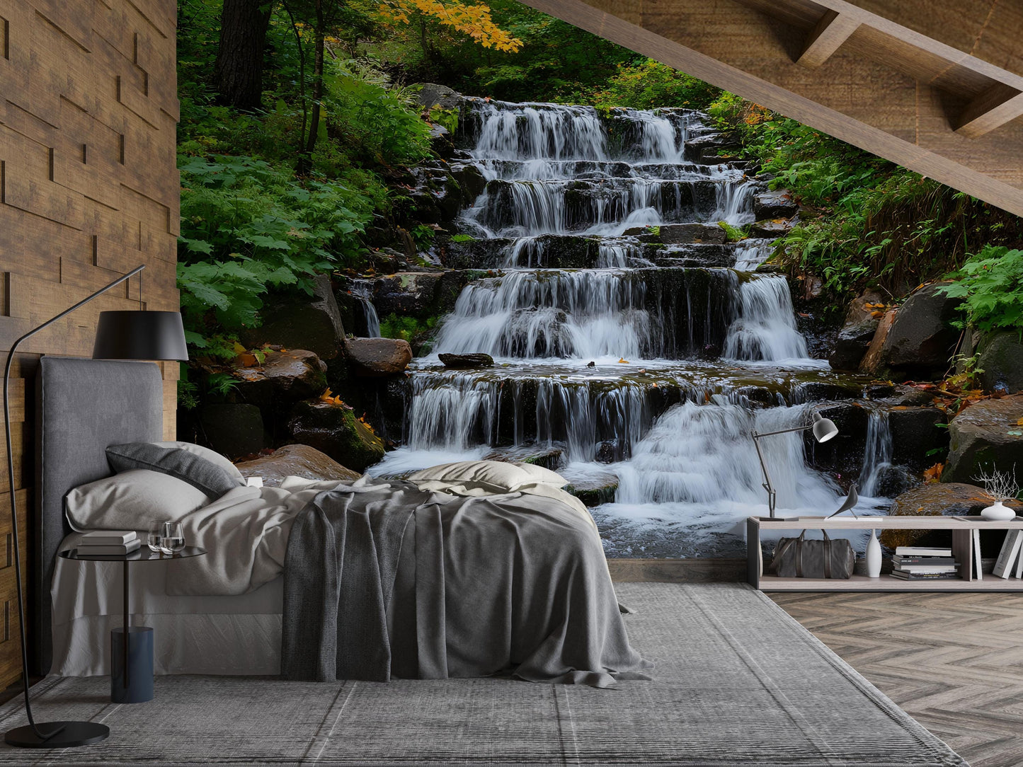 Waterfall Wall Mural Nature Forest Scene for Bedroom Decor Vn693