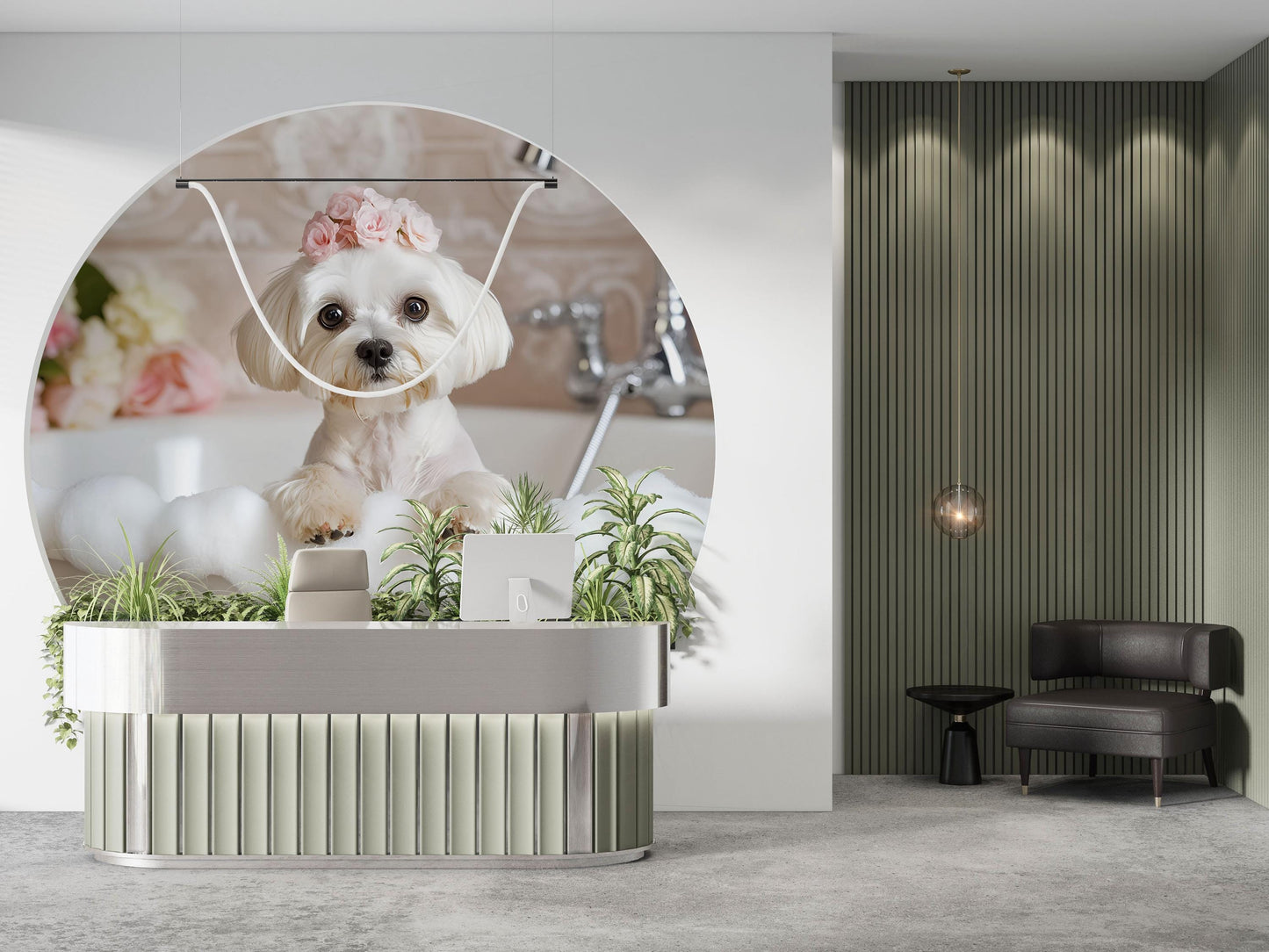 Cute Maltese Dog Bath Art | Whimsical Puppy Bathroom Print | Funny Dog Spa Wall Decor | White Dog Nursery Poster Vn667