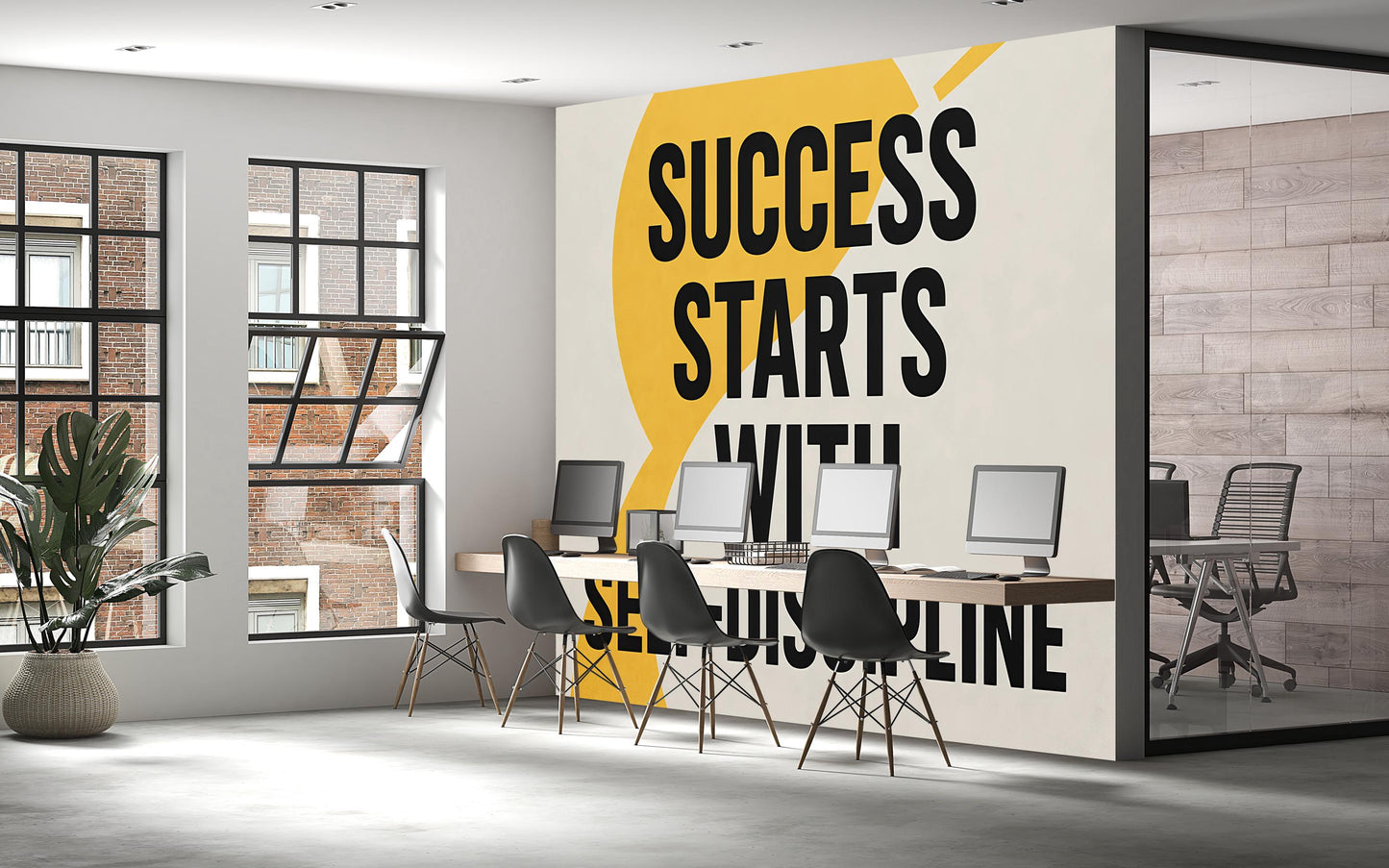 Success Starts with Self-Discipline Wall Mural – Motivational Office Quote Decor Vn889