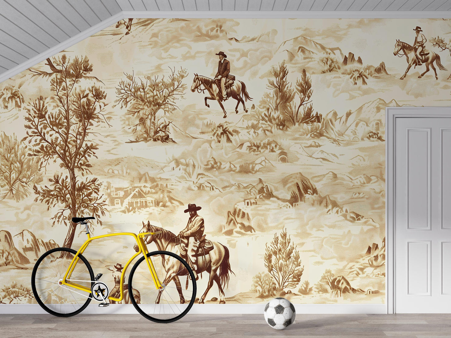 Western Cowboy Wall Mural – Rustic Horse Riding Wallpaper Vn1028