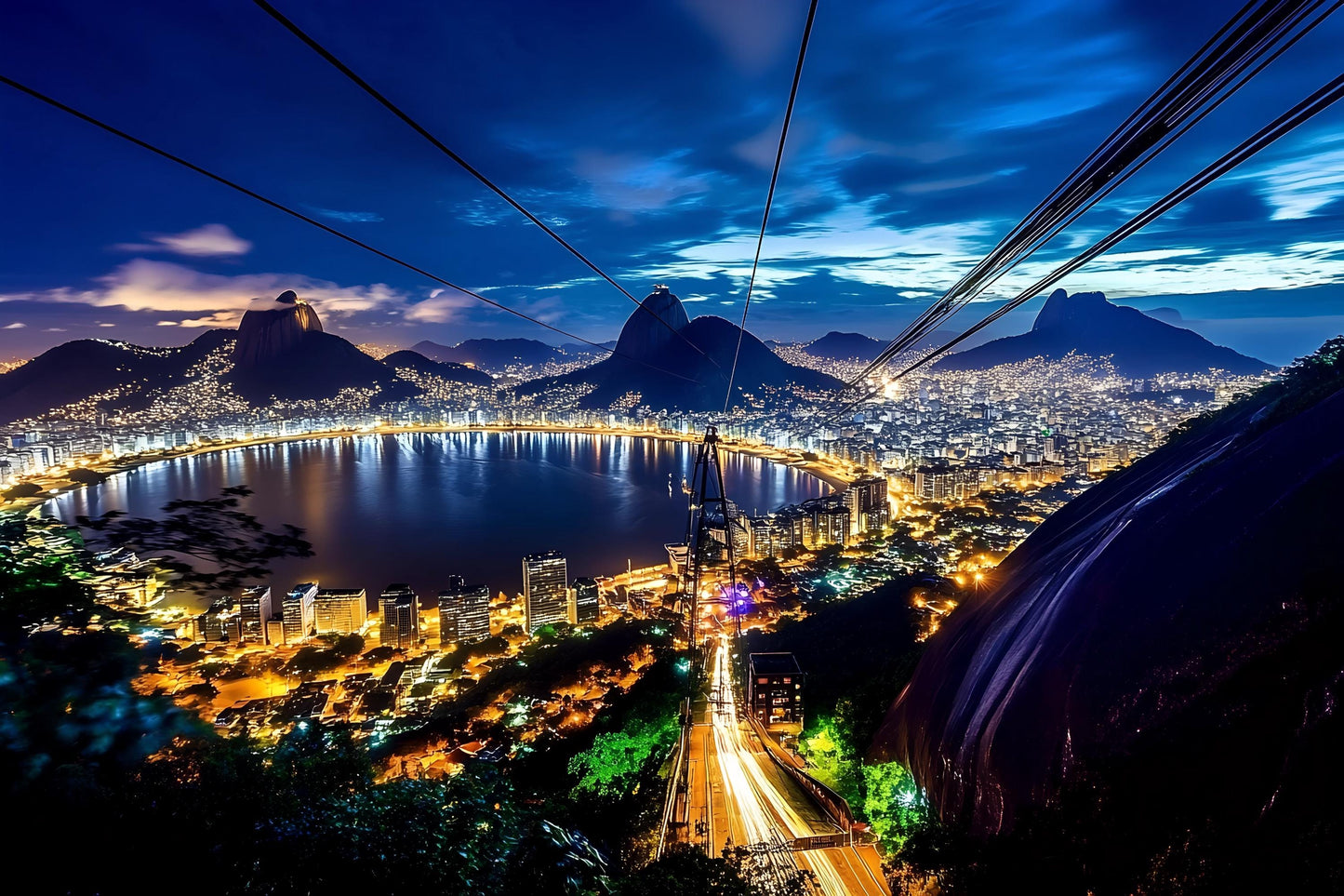 Rio de Janeiro Night Skyline Mural – Brazil Wall Art Wallpaper Vn948