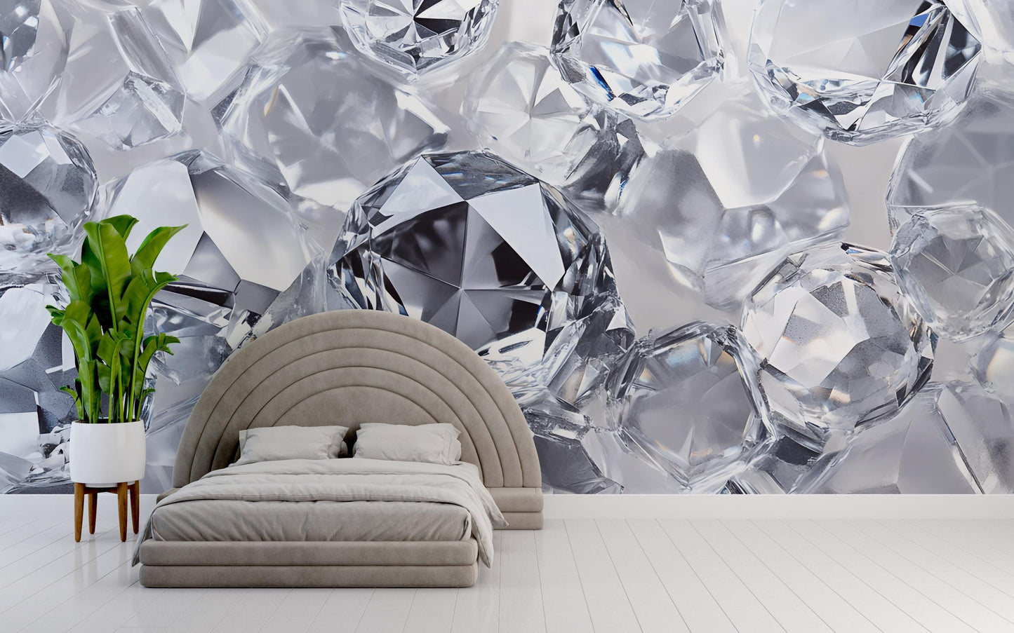 Luxury Diamond Wall Mural – 3D Crystal Gem Wallpaper for Bedroom Decor, Glamorous Statement Wall Art, Elegant Modern Home Accent Vn546