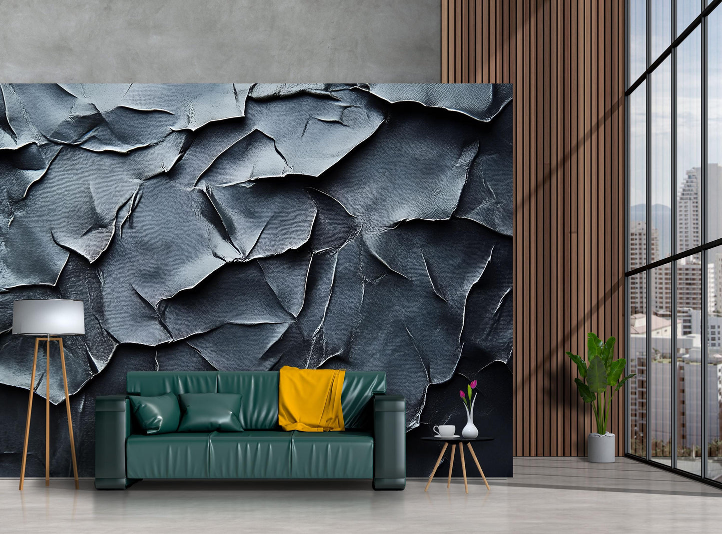 Modern 3D Textured Wall Mural | Abstract Cracked Stone Design for Living Room, Office or Studio Decor Vn729