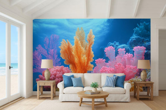 Colorful Coral Reef Wall Mural – Vibrant Underwater Ocean Décor Vn817