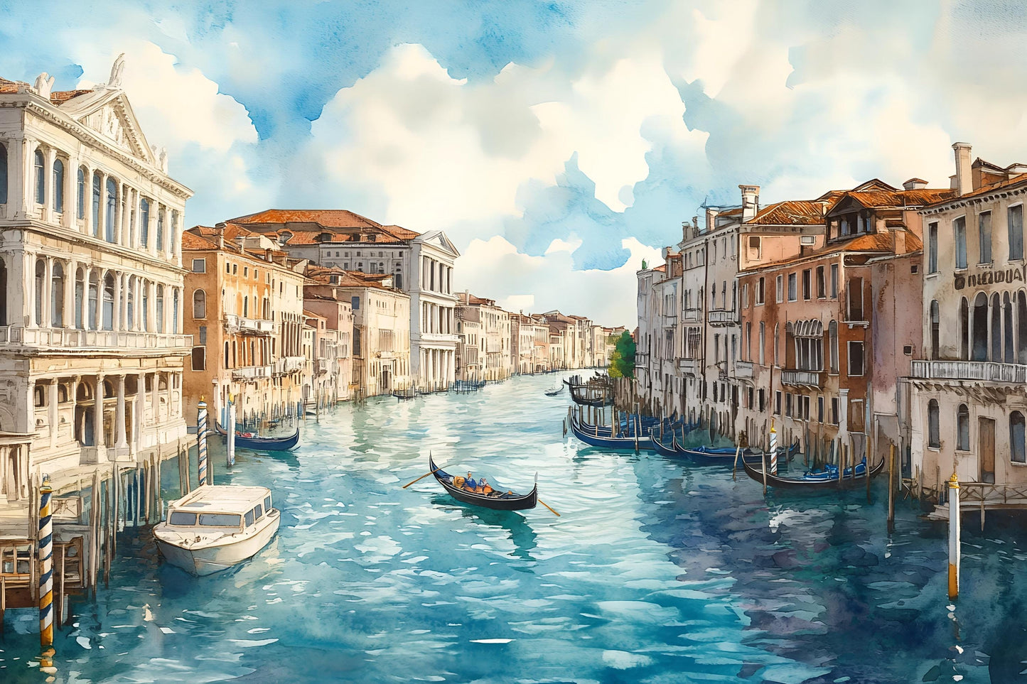 Venice Grand Canal Wall Mural – Watercolor Italy Wallpaper Vn918