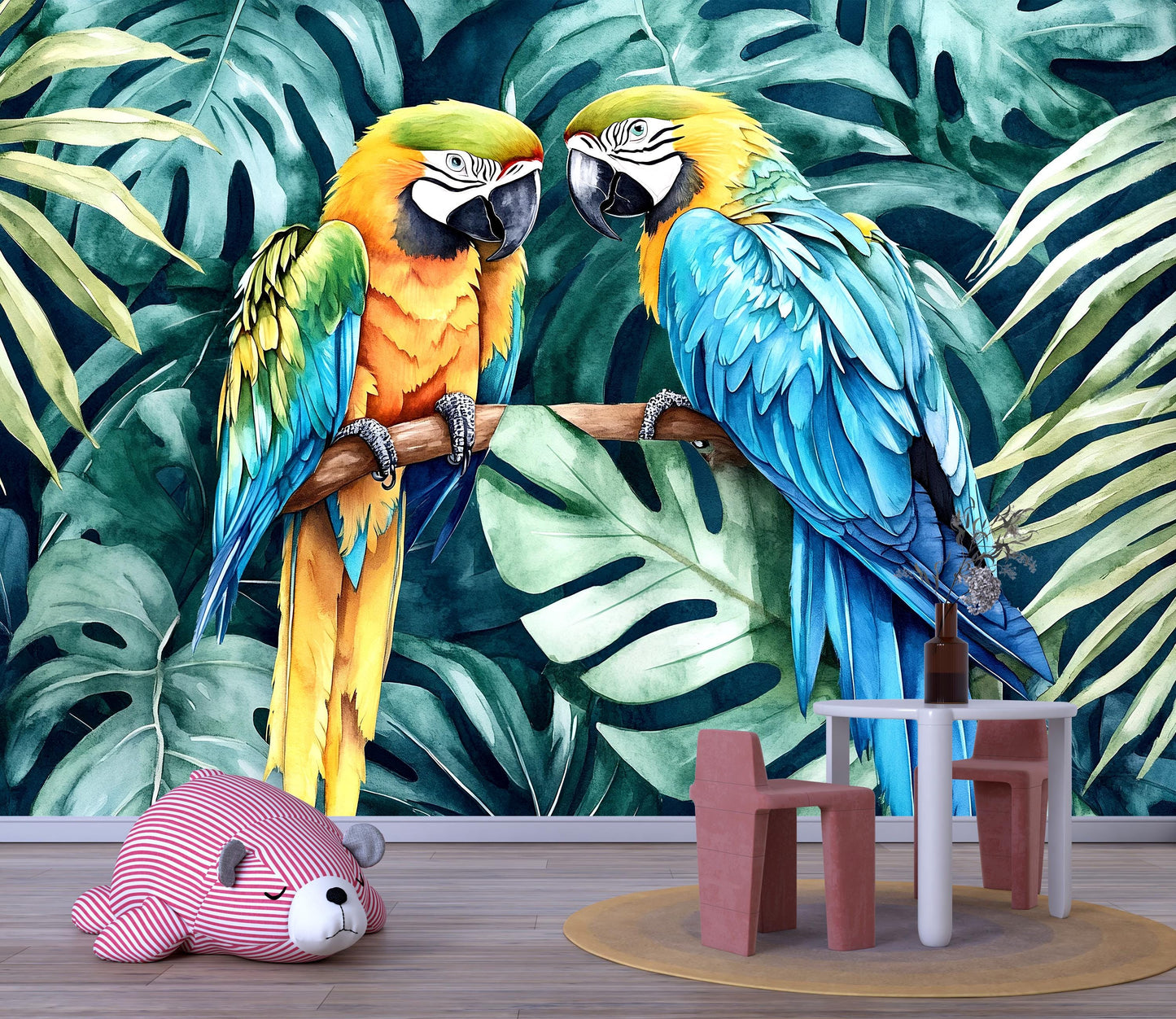 Tropical Macaw Wall Art – Colorful Jungle Bird Print Vn959