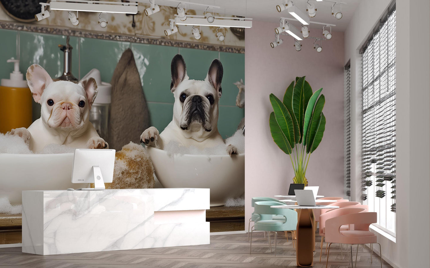 French Bulldog Bath Art Print - Cute Dog Bathroom Decor, Whimsical Pet Wall Art, Funny Puppy Poster Gift for Dog Lovers Vn679
