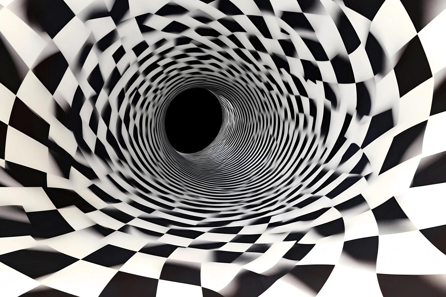 Black White 3D Tunnel Wall Mural – Optical Illusion Wallpaper Vn909